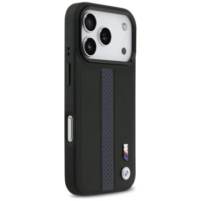 4. Etui BMW M Perforated Stripe Logo MagSafe na iPhone 17 Pro - niebieskie