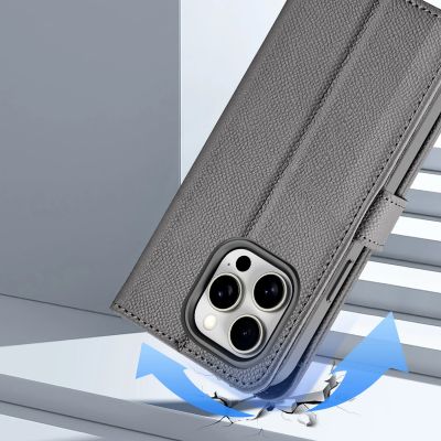 10. Etui skórzane Dux Ducis Lawa na iPhone 15 Pro Max - szare