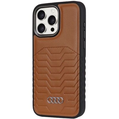 2. Etui Audi Synthetic Leather z MagSafe na iPhone 15 Pro Max - brązowe
