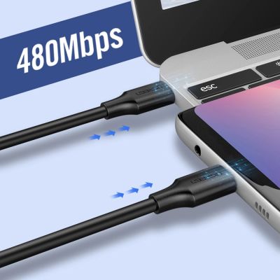 6. Kabel Ugreen US286 USB-C - USB-C PD QC 3A 480Mb/s 0,5m - czarny