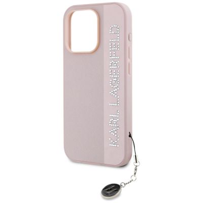 6. Etui Karl Lagerfeld Saffiano Rhinestones & Charm na iPhone 15 Pro - różowe