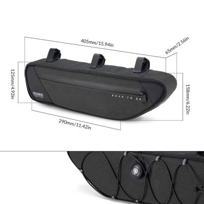 6. Torba pod ramę 2L Rockbros TL003 ROAD TO SKY wodoodporna – czarna