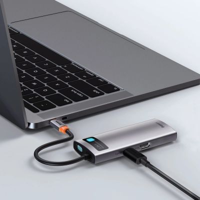 11. Baseus Metal Gleam 5w1 wielofunkcyjny HUB USB Typ C - USB Typ C Power Delivery 100 W / HDMI 4K 30 Hz / 3x USB 3.2 Gen 1 Szary (CAHUB-CX0G)