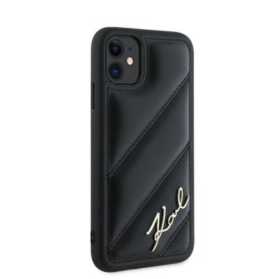4. Etui Karl Lagerfeld Diagonal Quilted Script na iPhone 11 / Xr - czarne