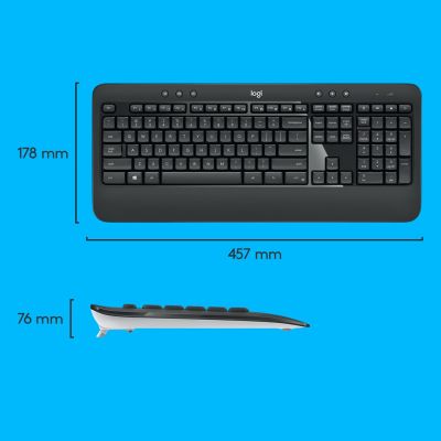 25. Zestaw klawiatura + mysz membranowa Logitech MK540 920-008685 (USB;  kolor czarny; optyczna; 1000 DPI)