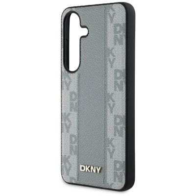 6. Etui DKNY Leather Checkered Pattern MagSafe do Samsung Galaxy S25 taupe