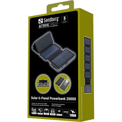 7. Sandberg 420-73 bank mocy Litowo-polimerowy (LiPo) 20000 mAh Czarny