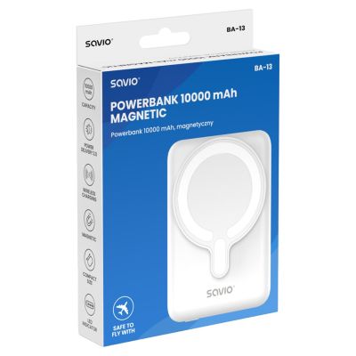 5. SAVIO POWERBANK 10000 MAH MAGNETYCZNY BIAŁY BA-13