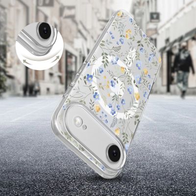 5. Etui Tech-Protect FlexAir MagSafe na iPhone 17 Air - stokrotki z liśćmi