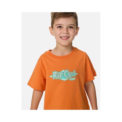 4. Koszulka chłopięca RIP CURL Ride The Wave Logo Tee - Boy pomarańczowa