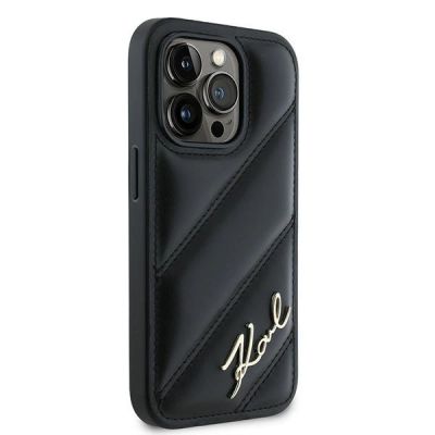 4. Etui Karl Lagerfeld Diagonal Quilted Script na iPhone 13 Pro Max - czarne