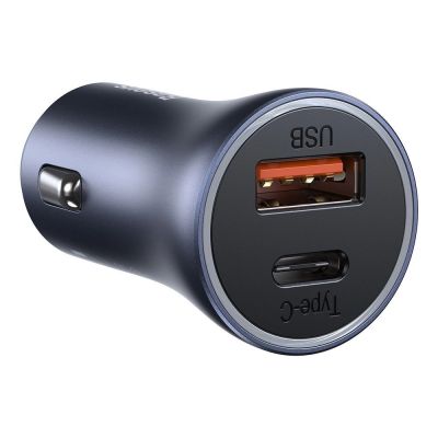 4. Ładowarka Baseus Golden Contactor Pro do samochodu USB-C / USB-A 40W PD QC 4+ SCP FCP AFC + kabel - szara