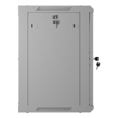 5. Szafa instalacyjna RACK wisząca 19" 12U 600X450 szara drzwi perforowane Lanberg (flat pack)