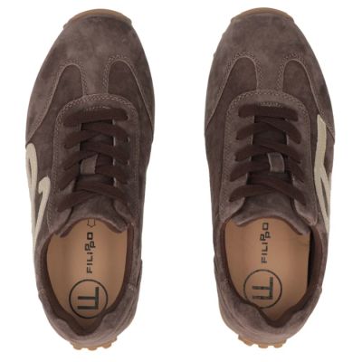 5. Skórzane półbuty damskie sneakersy zamszowe brązowe Filippo DP7961
