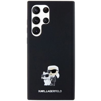 3. Etui Karl Lagerfeld Silicone Karl&Choupette Metal Pin na Samsung Galaxy S24 Ultra - czarne