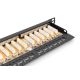 15. Panel krosowy high density 19'' 24x RJ45, LSA poziom, kat.6, ekranowany, 0.5U, czarny, prowadnica kabli