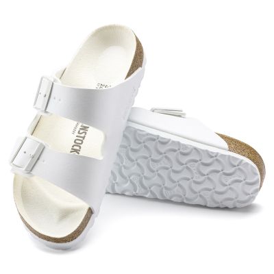 8. Klapki damskie/męskie Birkenstock Arizona Birko-Flor Regular na szeroką stopę na lato białe (1019061)