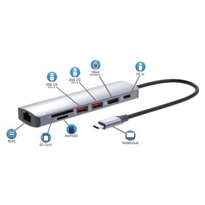 8. Manhattan 153966 stacja dokująca Przewodowa USB 3.2 Gen 2 (3.1 Gen 2) Type-C Srebrny