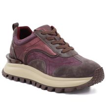 Skórzane półbuty sneakersy na platformie burgundowe Artiker 59C0009
