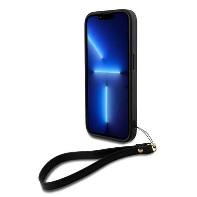 3. Etui DKNY Wrist Strap Stock Logo na iPhone 15 Pro - czarne