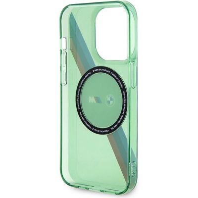 7. Etui BMW M Tricolor Stripes MagSafe na iPhone 15 Pro - zielone