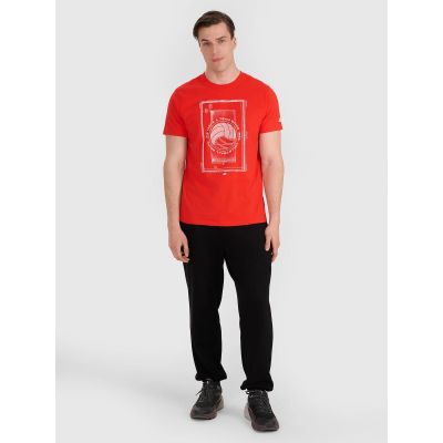 4. T-shirt regular z nadrukiem siatkarskim męski 4F 4FRAW25TTSHM3236-62S