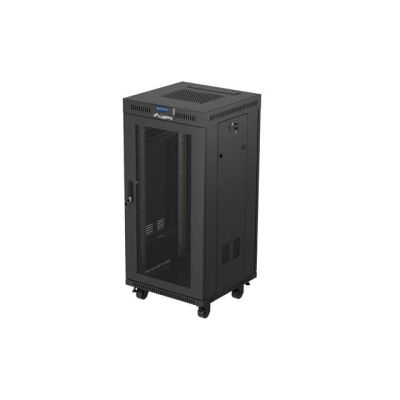 14. LANBERG SZAFA INSTALACYJNA RACK STOJĄCA 19" 24U 600X600 CZARNA DRZWI PERFOROWANE LCD (FLAT PACK) V2