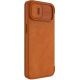 6. Nillkin Qin Leather Pro Case etui iPhone 14 Plus osłona na aparat kabura pokrowiec obudowa z klapką brązowy