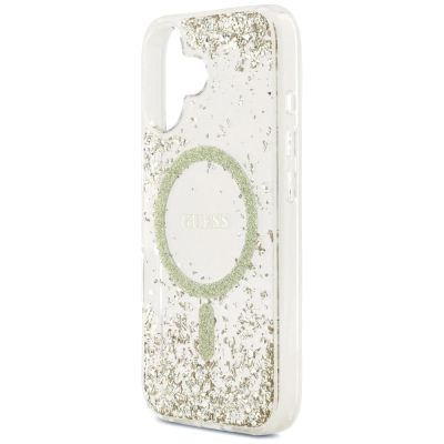 6. Etui Guess Resin Bottom Glitter MagSafe na iPhone 17 - złote