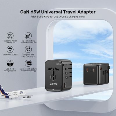 16. UNITEK ŁADOWARKA PODRÓŻNA EU/US/UK/AUS GAN PD 65W