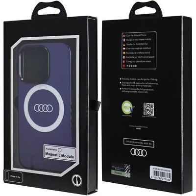 7. Etui Audi IML Big Logo MagSafe na iPhone 15 Pro - niebieskie