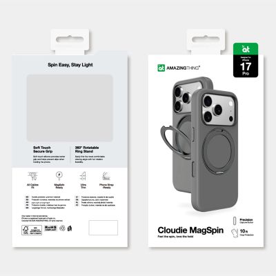 8. Etui AMAZINGTHING Cloudie na iPhone 17 Pro z podstawką - szare