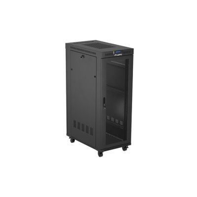 2. Szafa instalacyjna rack stojąca 19" 32U 600x1000 czarna drzwi perforowane LCD Lanberg (Flat Pack)
