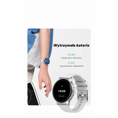 15. Smartwatch Damski GRAVITY GT12-6 Fioletowy Pasek Silikonowy + Srebrna Bransoleta