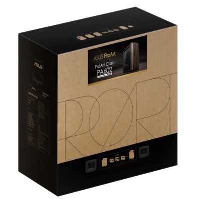 33. ASUS ProArt PA602 Wood Edition Modern Black - Tempered Glass Panel Midi Tower Czarny, Drewno