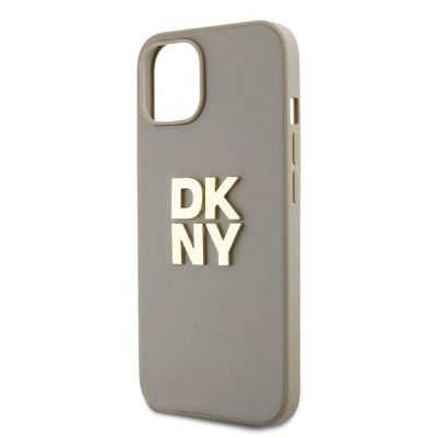 5. Etui DKNY Wrist Strap Stock Logo na iPhone 15 / 14 / 13 - beżowe