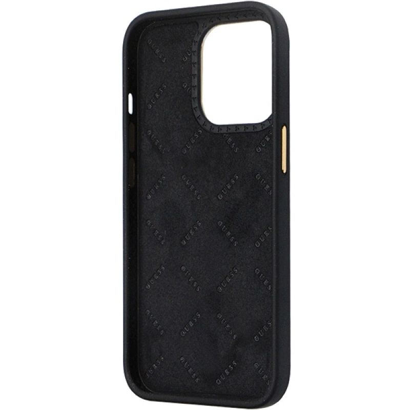 7. Etui Guess 4G Silicone Logo Strass na iPhone 13 Pro Max - czarne