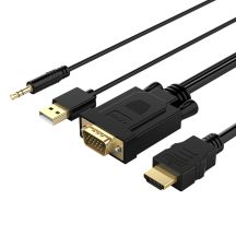 Kabel Orico XD-VATH VGA i mini jack 3.5 mm do HDMI Full HD 60 Hz z zasilaniem USB 5 m - czarny