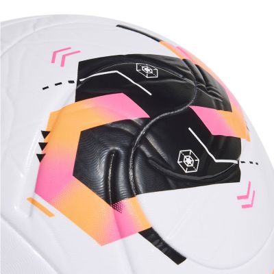 4. Piłka nożna adidas Conext 26 League biało-czarno-pomarańczowa KE5865