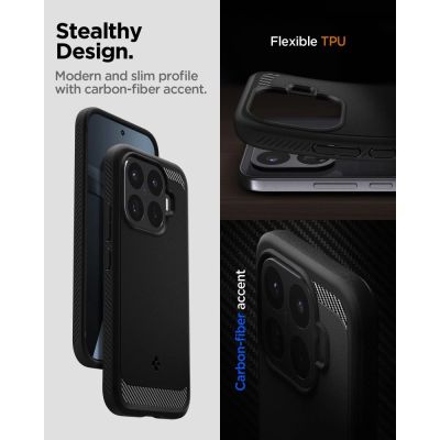 8. Etui Spigen Rugged Armor na Xiaomi 17T Pro - czarne matowe