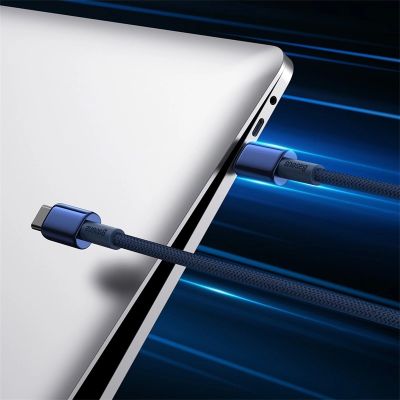6. Kabel Baseus Tungsten Gold USB-C / USB-C 100W 2m - granatowy
