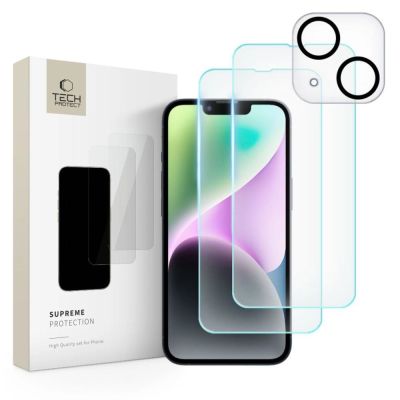 5. Zestaw Tech-Protect Supreme Set na iPhone 14 2x szkło hartowane na wyświetlacz / szkło hartowane na aparat