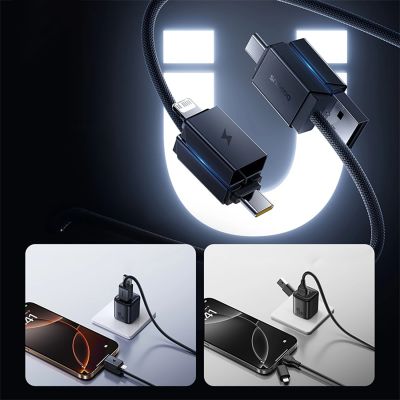 4. Kabel Baseus Versatile 60W USB-C - USB-C z adapterami USB-A i Lightning 0.6 m - czarny
