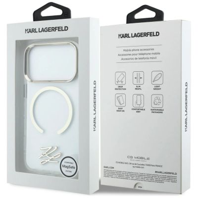 8. Etui Karl Lagerfeld IML KL Script Logo MagSafe na iPhone 17 Pro - przezroczyste