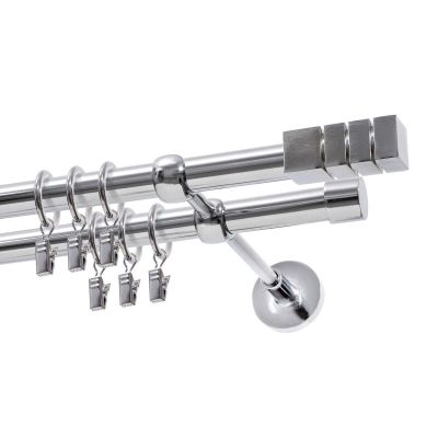 KARNISZ PODWÓJNY FI 19 MM  CHROM 240 CM DION Z KÓŁKAMI  KOWALSKI