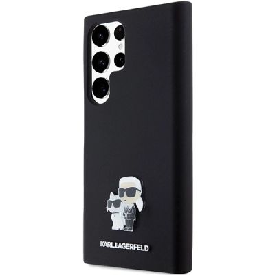 2. Etui Karl Lagerfeld Silicone Karl&Choupette Metal Pin na Samsung Galaxy S24 Ultra - czarne