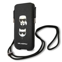 Torebka Karl Lagerfeld Saffiano Ikonik Karl&Choupette Head 6.7'' - czarna