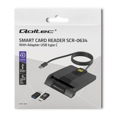 8. QOLTEC CZYTNIK CHIPOWYCH KART ID INTELIGENTNY | SCR-0634 | USB TYP C