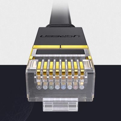 21. Ugreen płaski kabel przewód internetowy sieciowy Ethernet patchcord RJ45 Cat 7 STP LAN 10 Gbps 10 m czarny (NW106 11265)