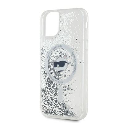 6. Etui Karl Lagerfeld Liquid Glitter Choupette Head MagSafe na iPhone 11 / Xr - przezroczyste